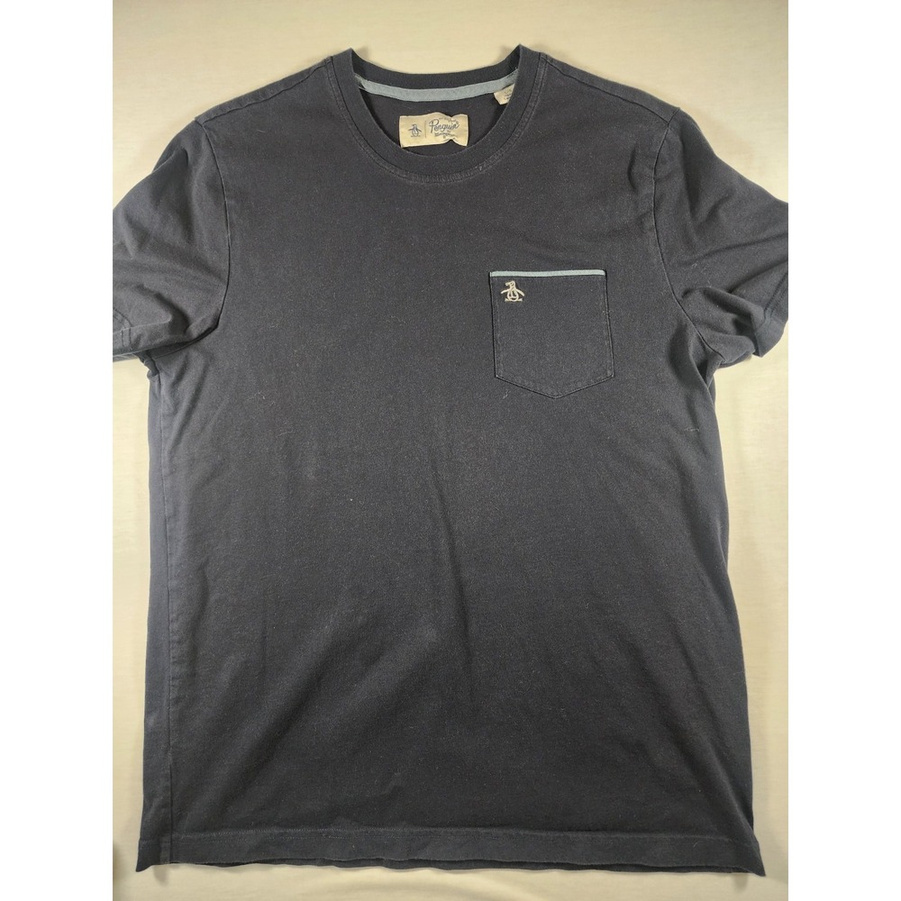 Original Penguin Munsingwear Pocket Tee Mens Large Navy Blue Cotton Crew Neck